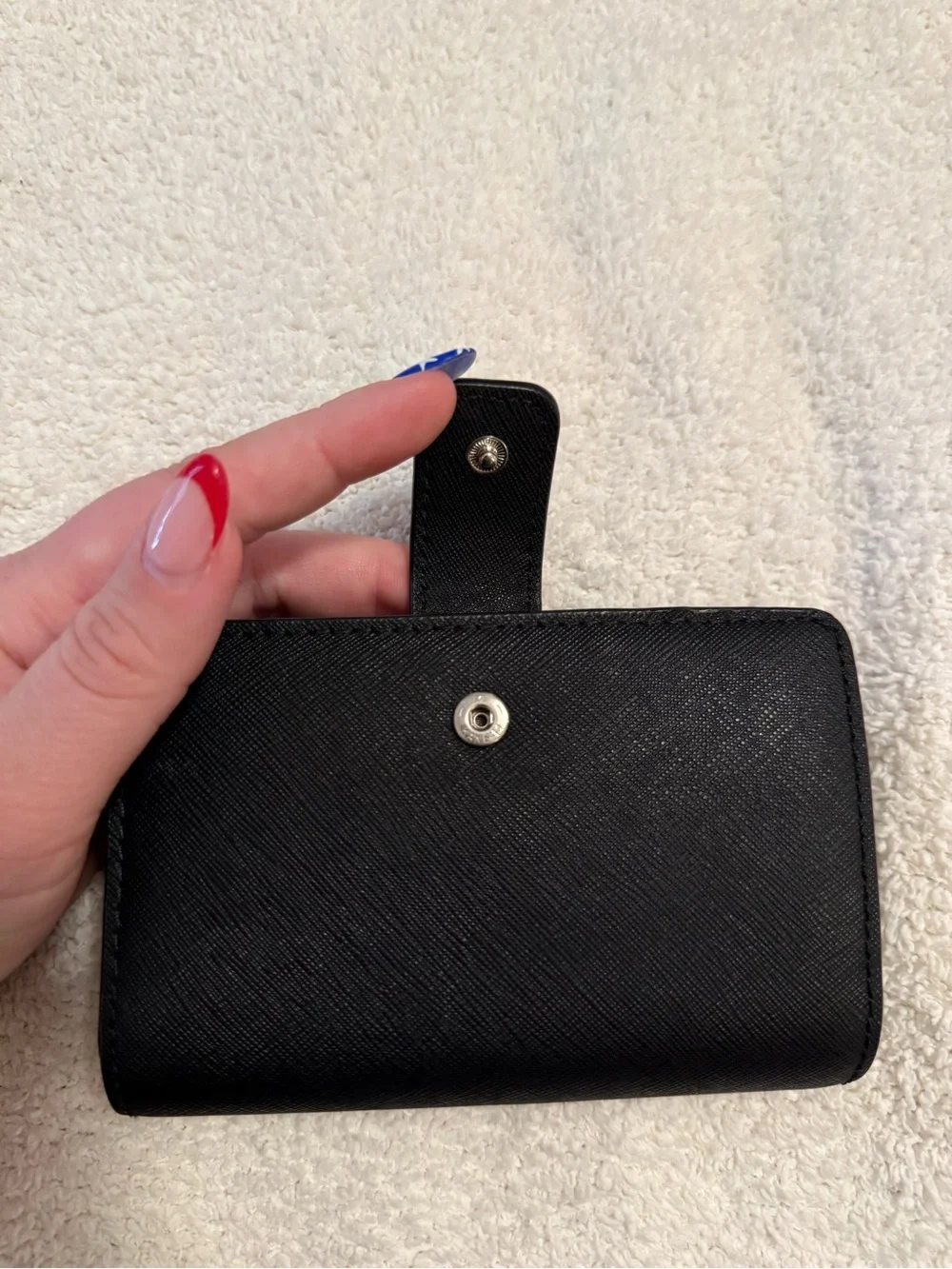 Michael Kors Black Saffiano Leather Card Wallet with Gold Logo